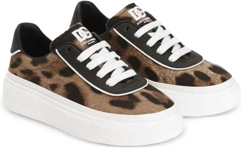 Dolce & Gabbana Kids Sneakers met luipaardprint en logo Bruin