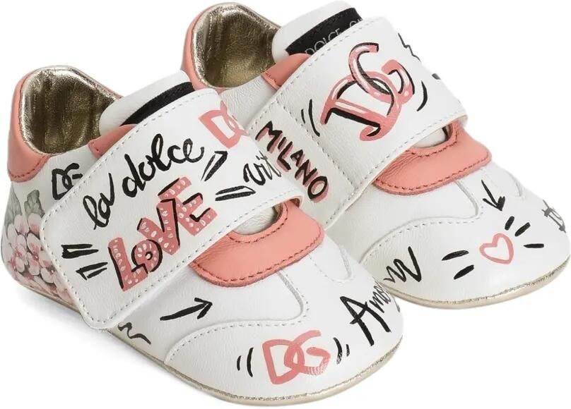 Dolce & Gabbana Kids Sneakers van lamsleer Wit