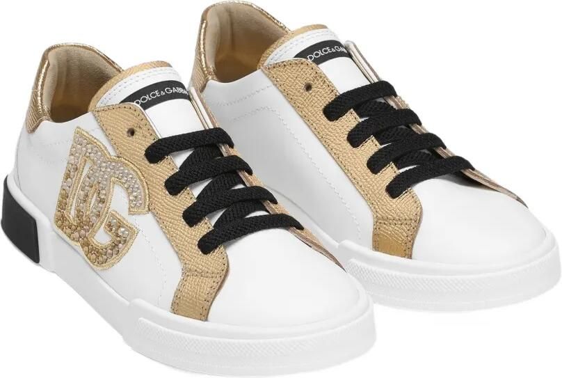 Dolce & Gabbana Kids Sneakers verfraaid met kristallen en logo Wit