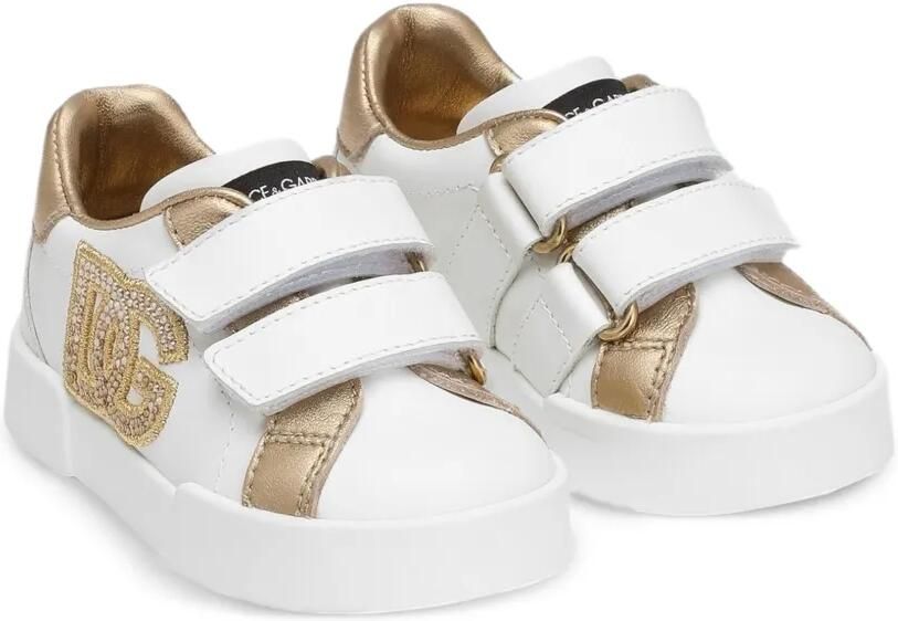 Dolce & Gabbana Kids Sneakers verfraaid met kristallen en logo Wit