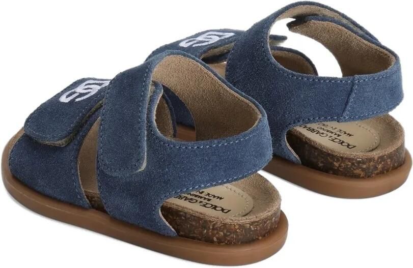 Dolce & Gabbana Kids Split leren sandalen met borduurwerk Blauw - Foto 3