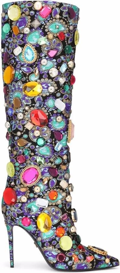Dolce & Gabbana Knielaarzen met geborduurd jacquard Zwart