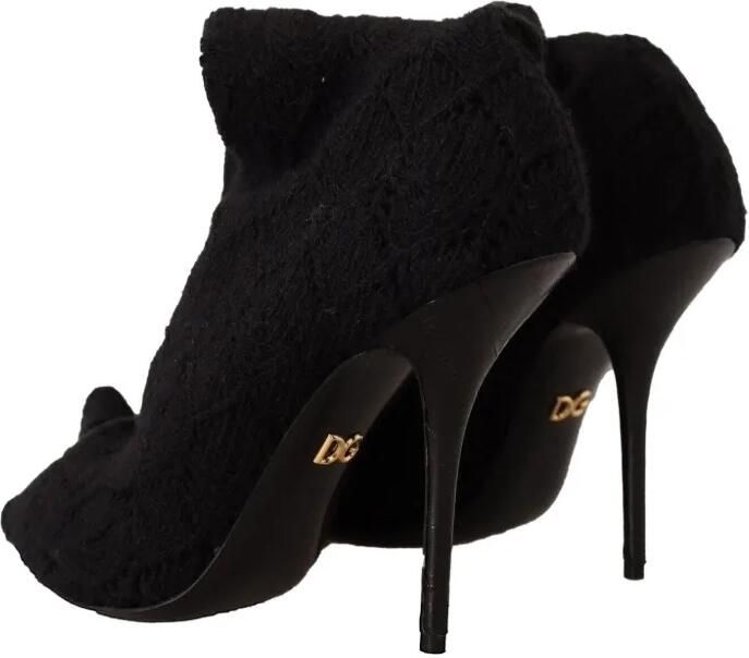 Dolce & Gabbana Knielaarzen met puntige neus Zwart - Foto 4