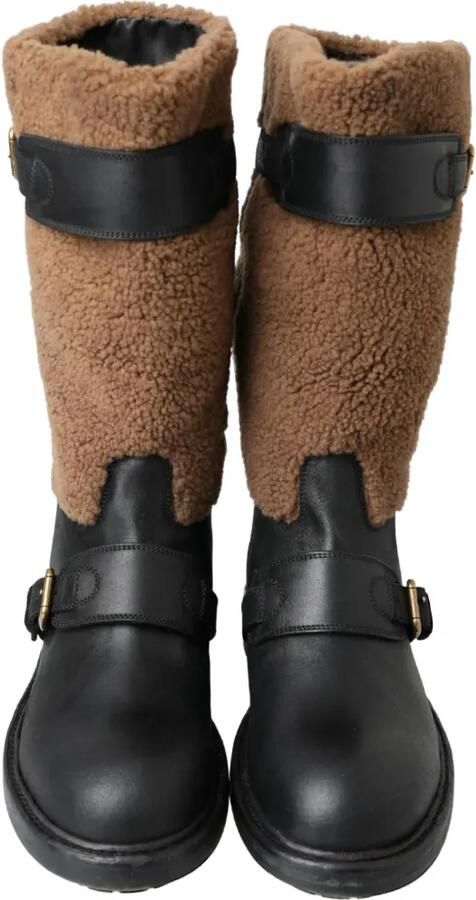 Dolce & Gabbana Laarzen met lammy vlak en gespband Zwart - Foto 4