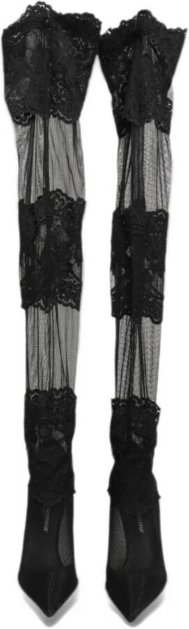 Dolce & Gabbana lace-panel over-the-knee boots Zwart - Foto 2