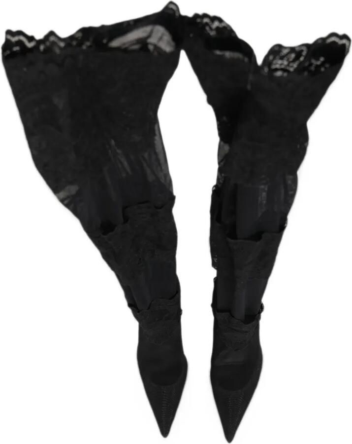 Dolce & Gabbana lace-panelled mesh over-the-knee boots Zwart - Foto 2