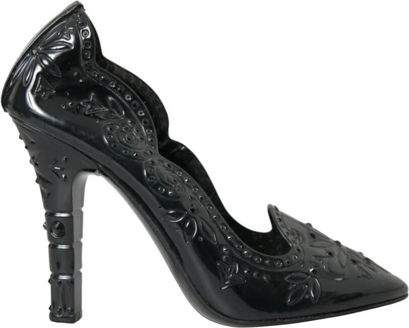 Dolce & Gabbana Lakleren pumps met uitgesneden bloemen Zwart