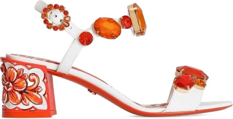 Dolce & Gabbana Lakleren sandalen met borduurwerk Wit