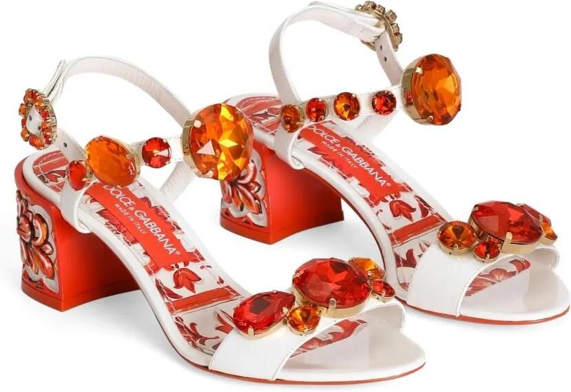 Dolce & Gabbana Lakleren sandalen met borduurwerk Wit - Foto 3
