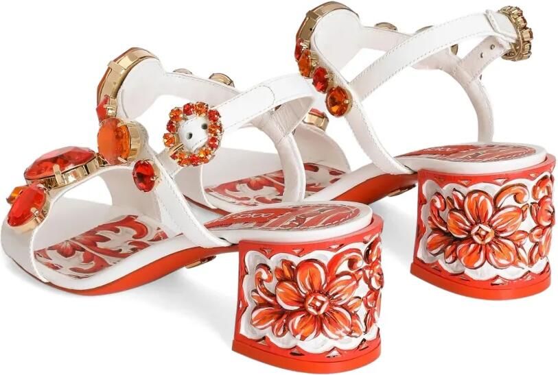 Dolce & Gabbana Lakleren sandalen met borduurwerk Wit - Foto 4