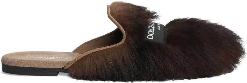 Dolce & Gabbana Lammy suède slippers Bruin
