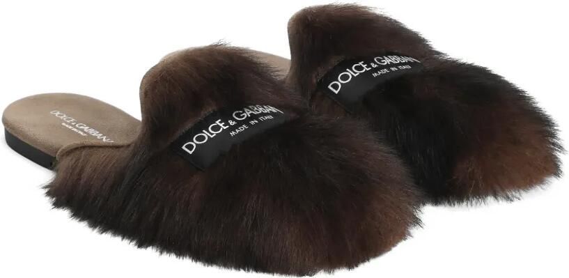 Dolce & Gabbana Lammy suède slippers Bruin - Foto 3
