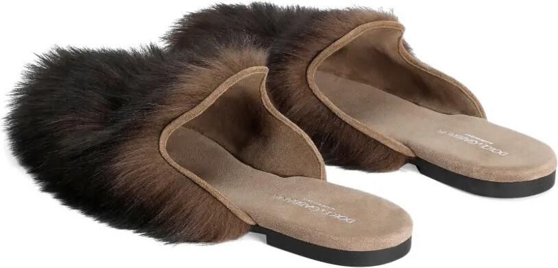 Dolce & Gabbana Lammy suède slippers Bruin - Foto 4