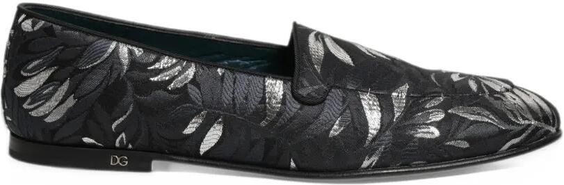 Dolce & Gabbana leaf-embroidered loafers Zwart