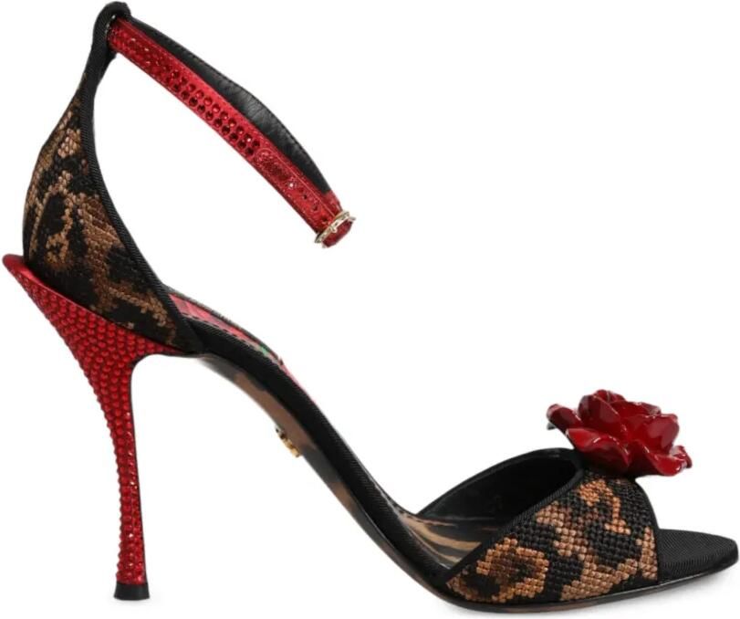 Dolce & Gabbana Sandalen verfraaid met kristallen en luipaardprint Bruin