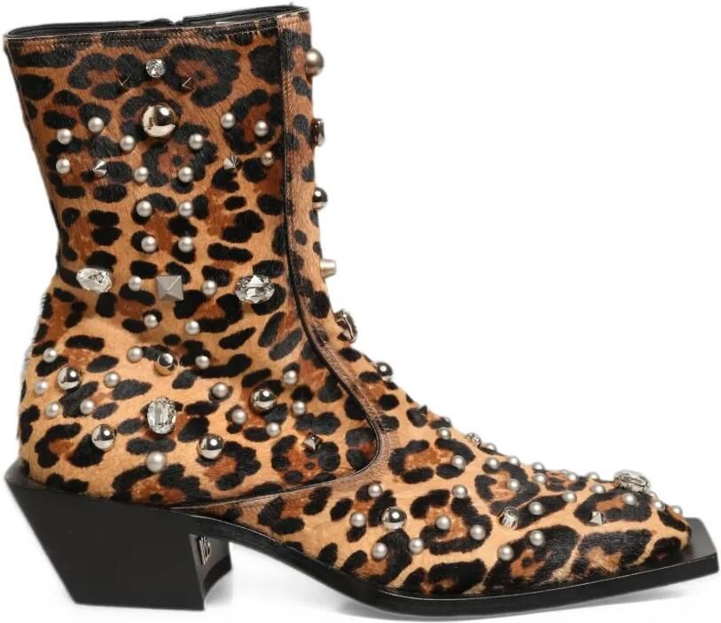 Dolce & Gabbana leopard-print embellished ankle boots Bruin