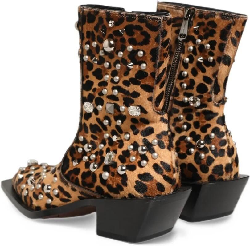 Dolce & Gabbana leopard-print embellished ankle boots Bruin - Foto 2
