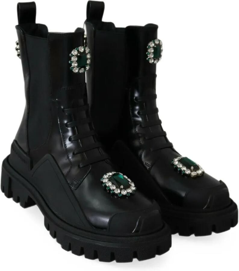 Dolce & Gabbana Leren enkellaarzen verfraaid met juwelen Zwart - Foto 2