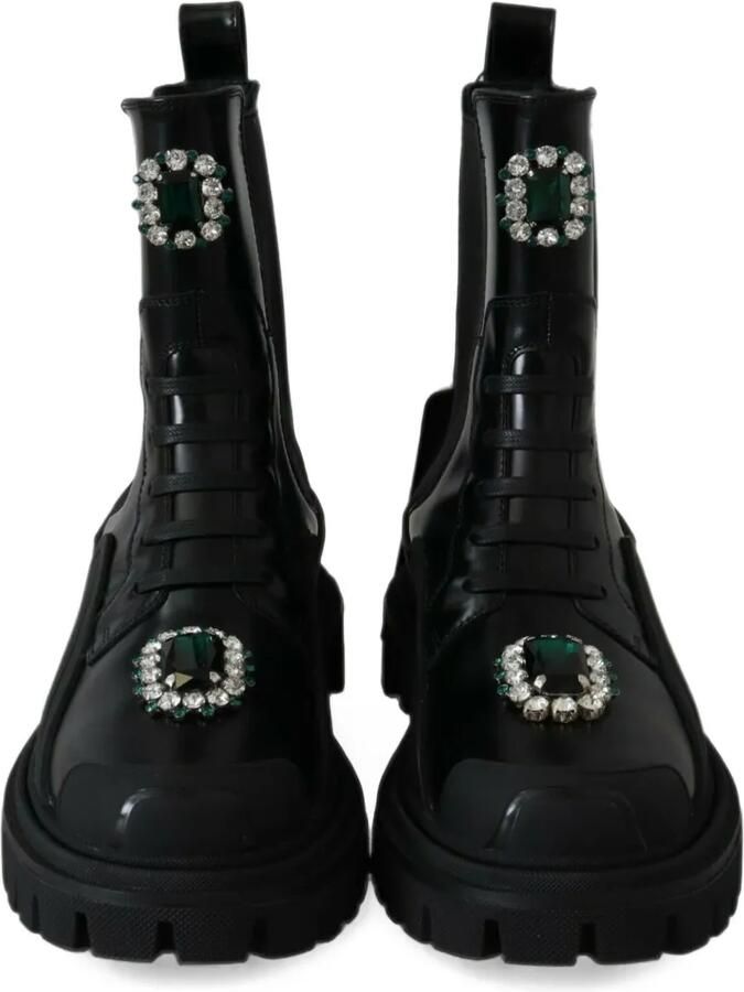Dolce & Gabbana Leren enkellaarzen verfraaid met juwelen Zwart - Foto 3