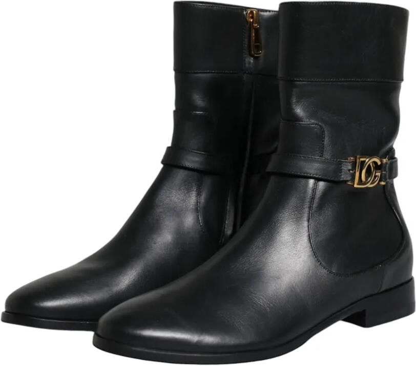 Dolce & Gabbana Leren enkellaarzen Zwart - Foto 4