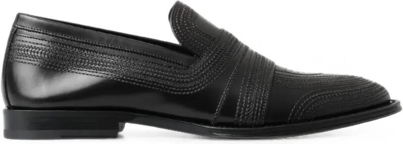 Dolce & Gabbana Leren loafers met gestikt detail Zwart