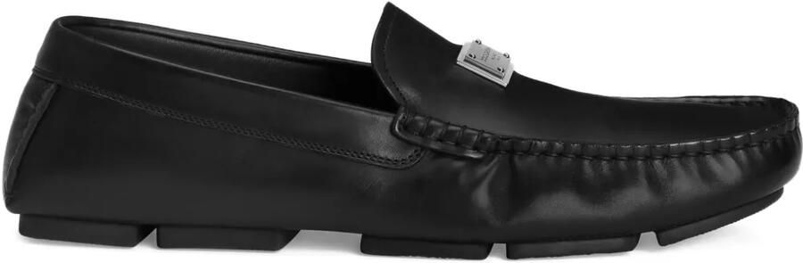 Dolce & Gabbana Leren loafers met logoplakkaat Zwart