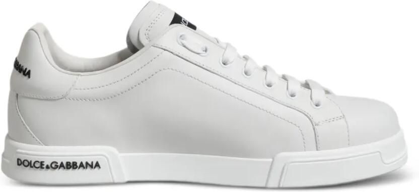 Dolce & Gabbana Leren low-top sneakers met logo-details Wit
