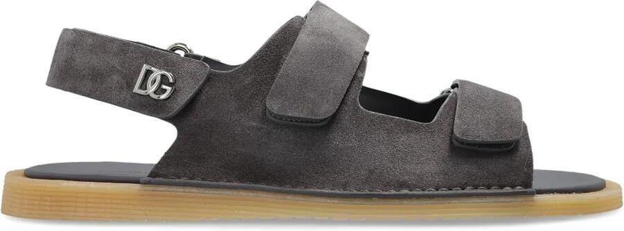 Dolce & Gabbana Leren sandalen met klittenband Grijs