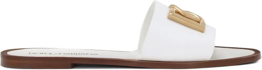 Dolce & Gabbana Leren sandalen met logo Wit