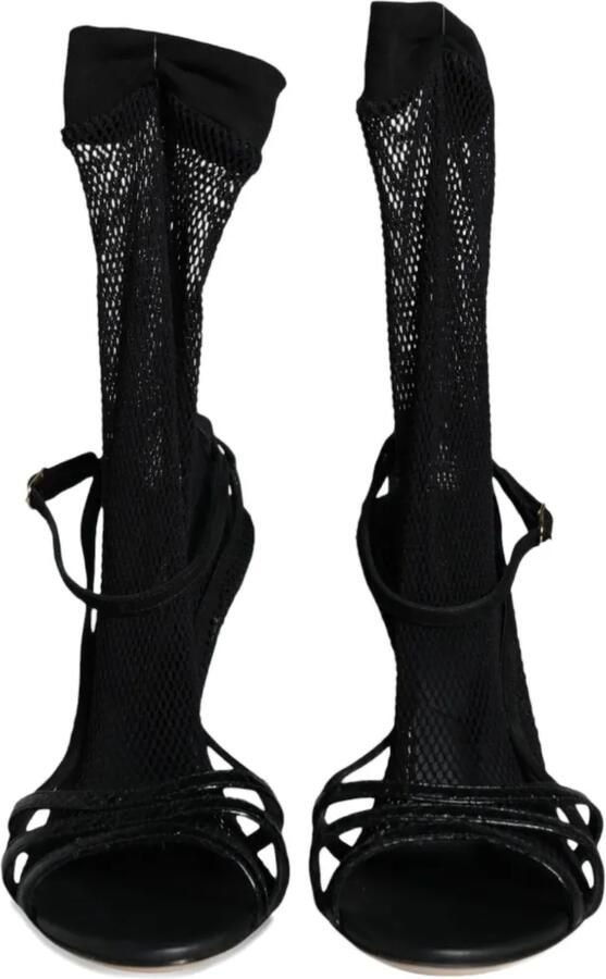 Dolce & Gabbana Leren sandalen met mesh vlakken Zwart - Foto 5