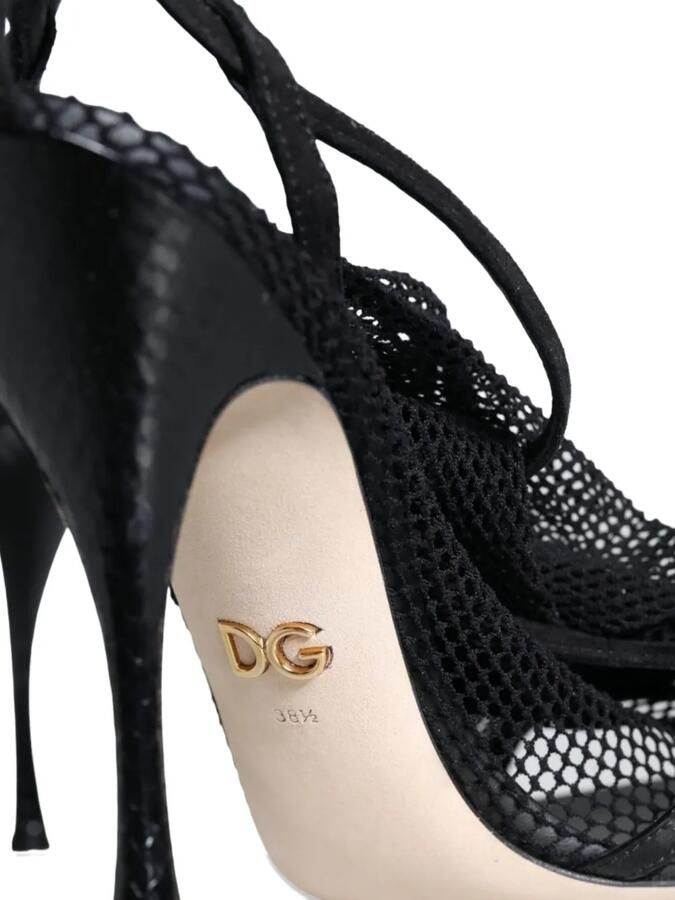 Dolce & Gabbana Leren sandalen met mesh vlakken Zwart - Foto 2