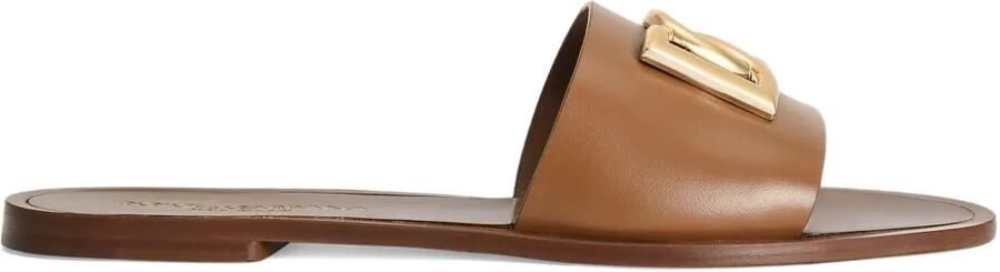 Dolce & Gabbana Leren slippers Bruin