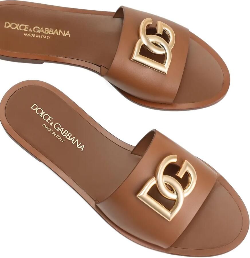 Dolce & Gabbana Leren slippers Bruin - Foto 2