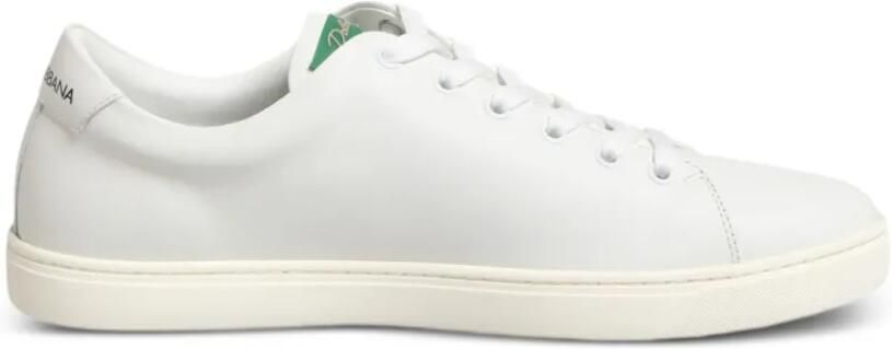 Dolce & Gabbana Leren sneakers met geborduurde roos Wit