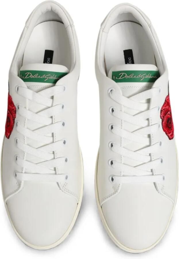 Dolce & Gabbana Leren sneakers met geborduurde roos Wit - Foto 2