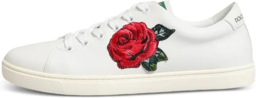 Dolce & Gabbana Leren sneakers met geborduurde roos Wit - Foto 5