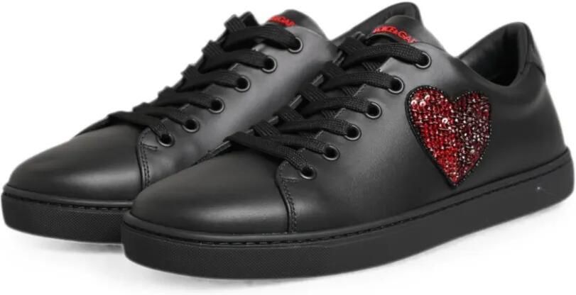 Dolce & Gabbana Leren sneakers met kristallen Zwart - Foto 3