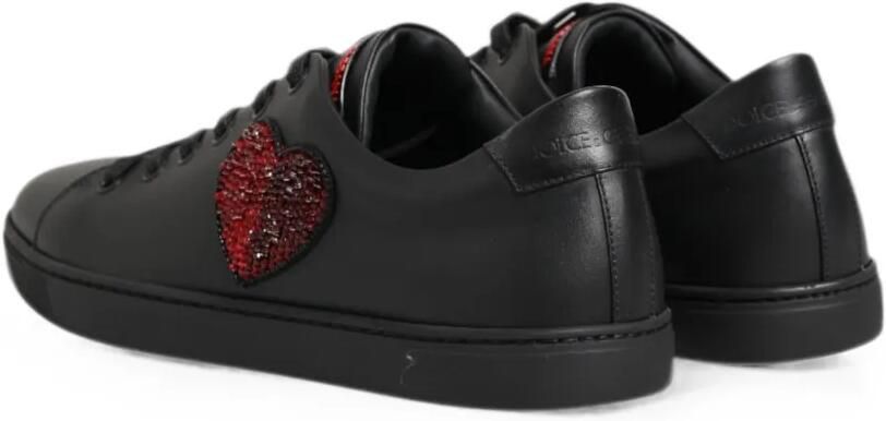 Dolce & Gabbana Leren sneakers met kristallen Zwart - Foto 4