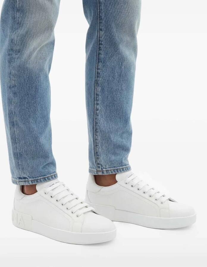 Dolce & Gabbana Leren sneakers met logo-reliëf Wit - Foto 2