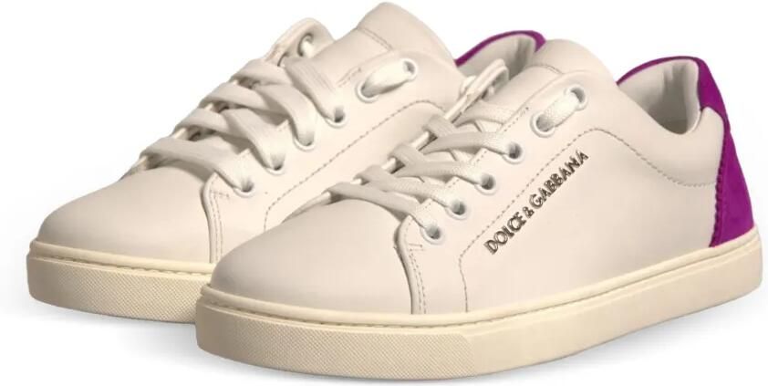 Dolce & Gabbana Leren sneakers met suède vlak Beige - Foto 5
