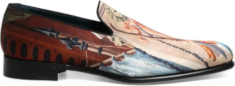 Dolce & Gabbana lion-print slip-on loafers Beige