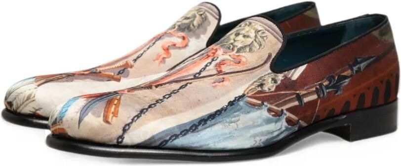 Dolce & Gabbana lion-print slip-on loafers Beige - Foto 5