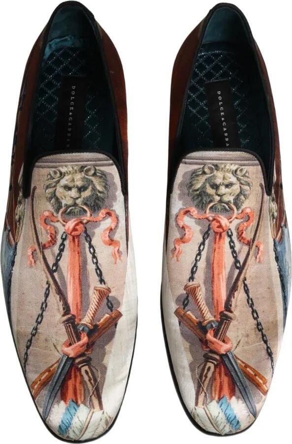 Dolce & Gabbana lion-print slip-on loafers Beige - Foto 4