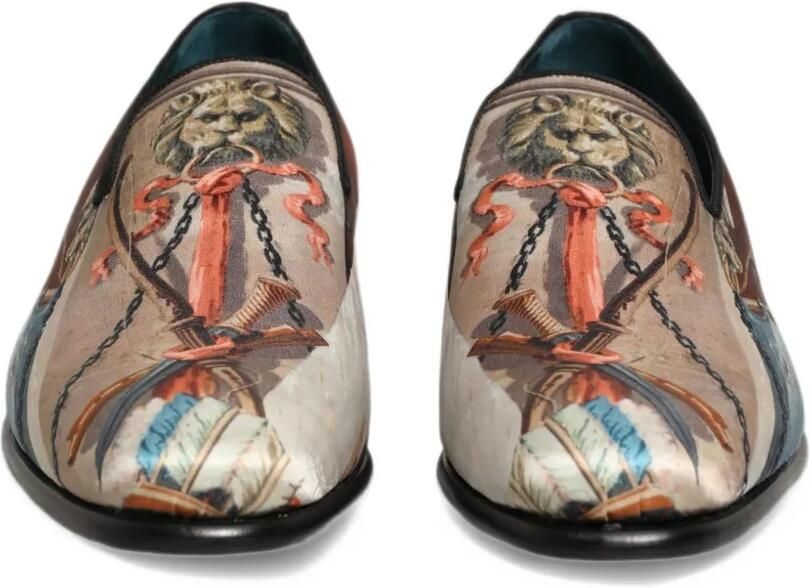 Dolce & Gabbana lion-print slip-on loafers Beige - Foto 2