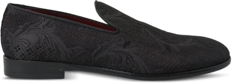 Dolce & Gabbana Loafers met brokaat en ronde neus Zwart
