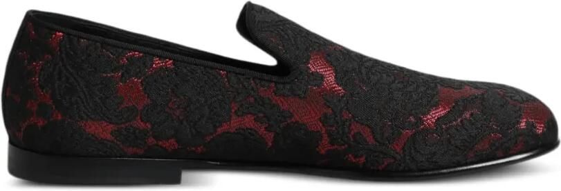 Dolce & Gabbana Loafers met jacquard en kant Zwart