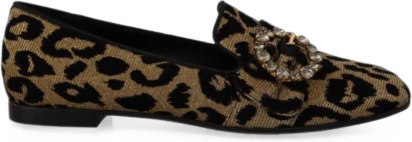 Dolce & Gabbana Loafers verfraaid met kristallen en luipaard-print Goud