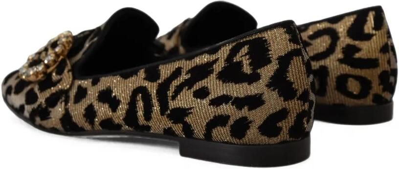 Dolce & Gabbana Loafers verfraaid met kristallen en luipaard-print Goud - Foto 4