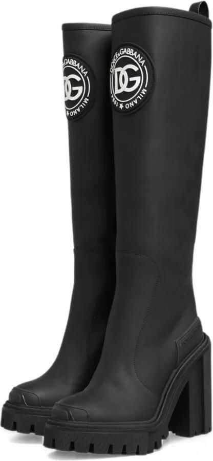Dolce & Gabbana logo-patch rubberised leather boots Zwart - Foto 3