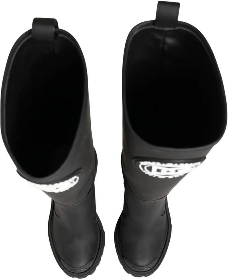 Dolce & Gabbana logo-patch rubberised leather boots Zwart - Foto 2